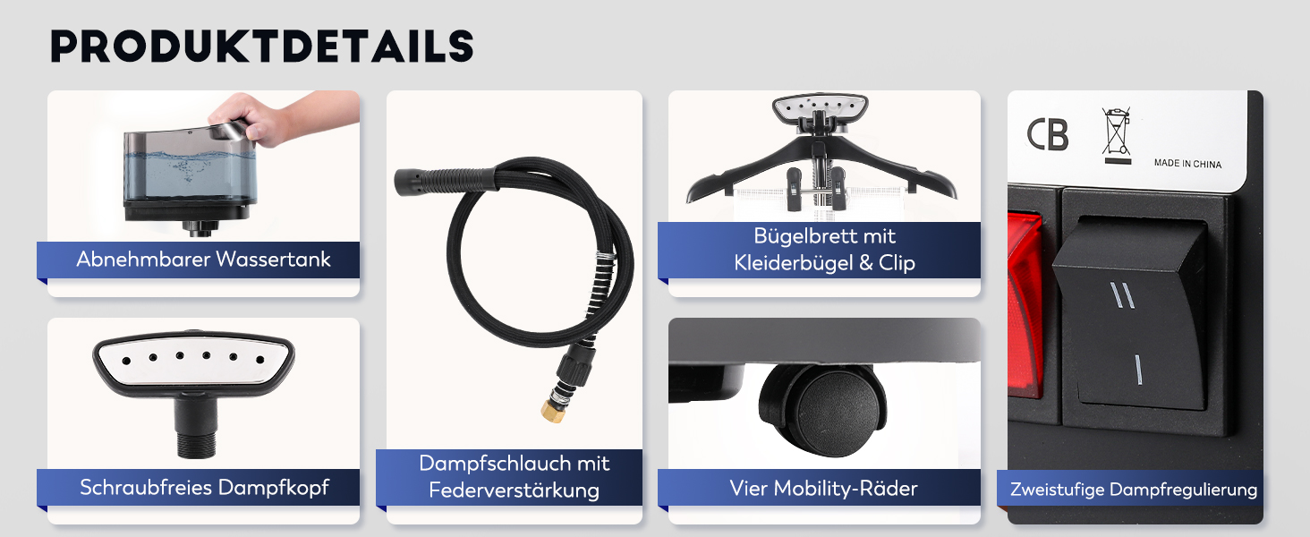 Вертикальний парогенератор CGOLDENWALL 2000W з ємністю 3.2L, швидкий нагрів за 45с, 2 режими прасування для всіх тканин, з аксесуарами та регулюванням висоти