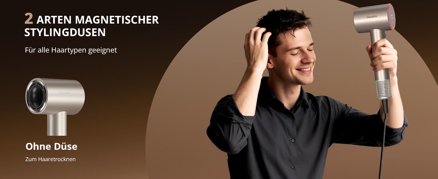 Іонний фен для волосся з безщіточковим двигуном 180 000 об/хв, компактний дорожній фен з 4 режимами температури та захистом від перегріву, колір Oro Champán