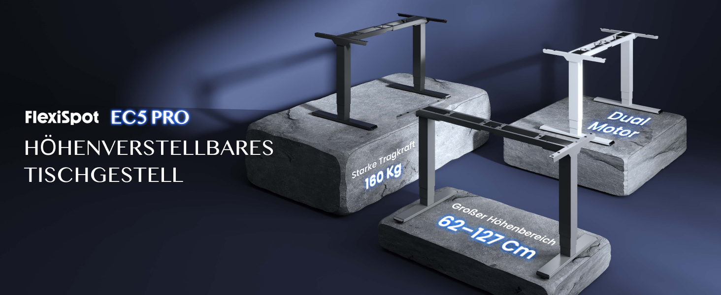 Стол робочий регульований по висоті FLEXISPOT E6, електричний, чорний, 160 кг, USB, пам'ять, LED-дисплей