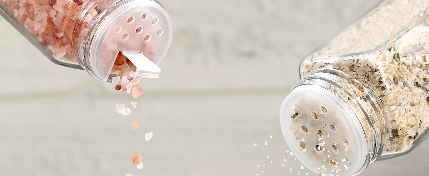 Набір скляних банок для спецій з дерев'яними кришками з акації, 24 шт по 120 мл