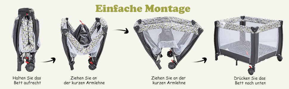 Детское путешествие 102x72 см: складная кроватка-манеж для новорожденных и детей 0-36 месяцев с матрасом, колесиками, москитной сеткой и пеленальным столиком, 3 в 1 (Model 2-gray)
