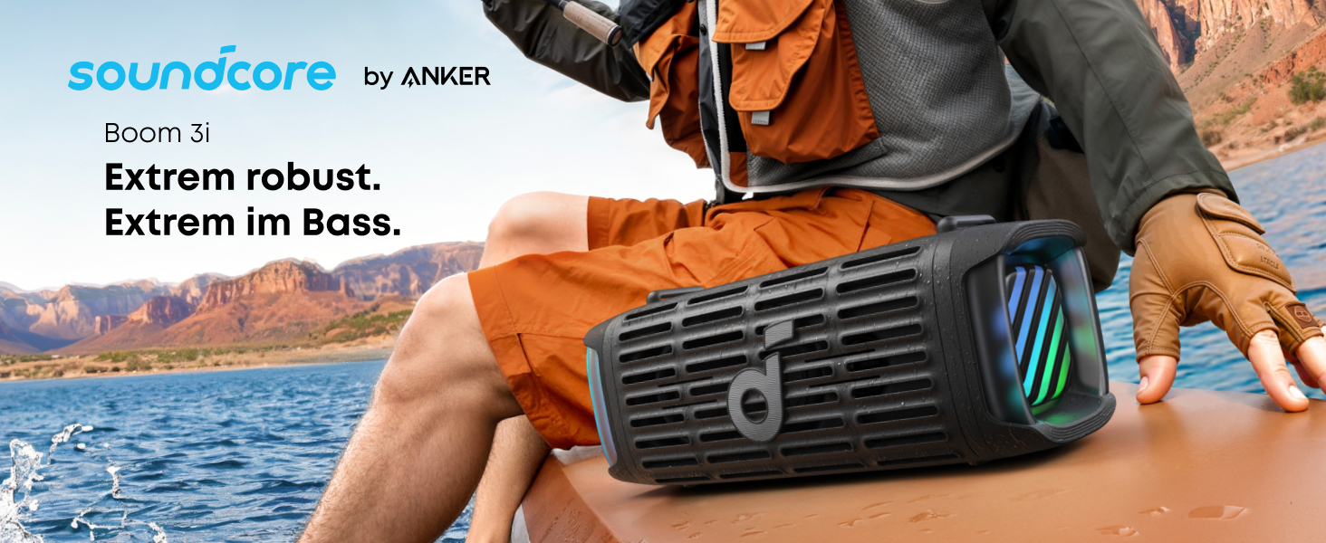 Soundcore Boom 3i від Anker – водонепроникна Bluetooth колонка для активного відпочинку, 50W, IP68, 16 годин, світлодіодна підсвітка, TWS, для каякінгу, риболовлі, кемпінгу