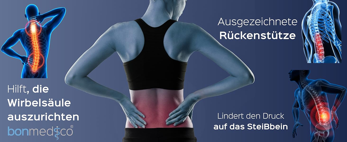 Ортопедична подушка для сидіння Bonmedico з Memory Foam та гелевим наповнювачем - для автомобіля, офісного крісла та інвалідного візка. Великий розмір (Блакитний)