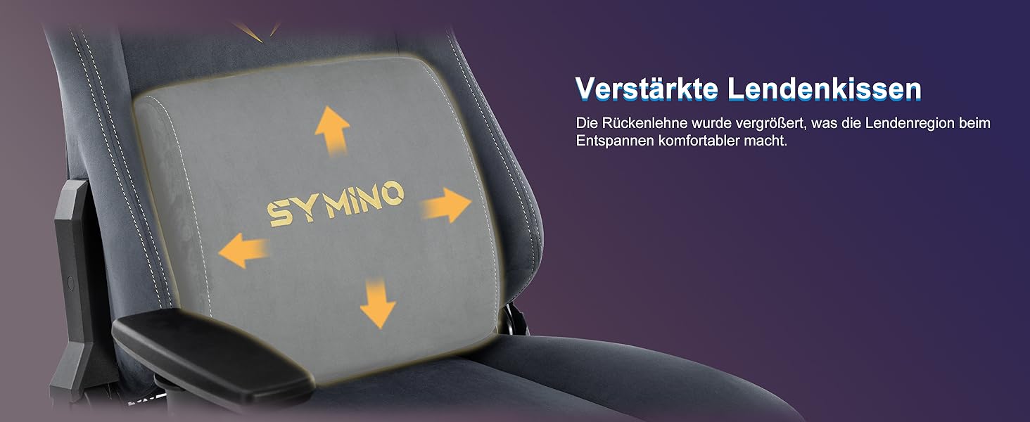 Ігровий крісло Symino з латексним сидінням, 300 кг, підтримка попереку та підголовник