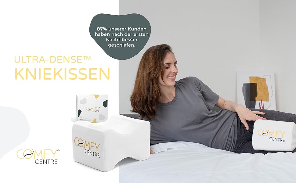 Подушка для сну на боку ComfyCentre: ортопедична подушка між колінами з піни Memory Foam - біла, без ременя