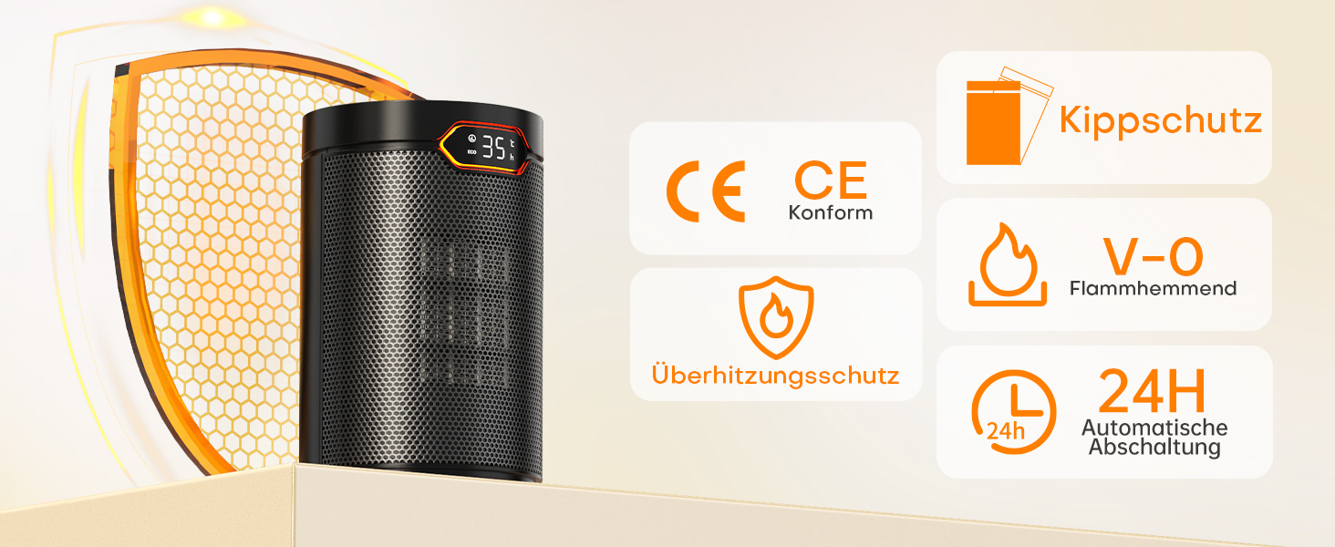Електричний обігрівач QEXREED 1500W з PTC, ECO-режимом, 4 режими нагріву, вентилятором, термостатом, таймером, пультом керування, захистом від перегріву та перекидання, портативний та тихий, для дому та офісу