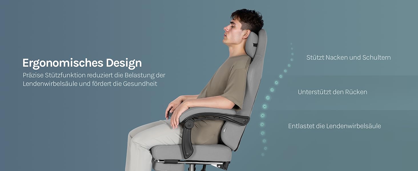 Ігровий крісло WOLTU з масажем, комп'ютерне ергономічне крісло, кишенькові пружинні подушки, масаж попереку, підголовник, підніжка, поворотне крісло, 150 кг, сітчаста тканина, сірий+жовтий