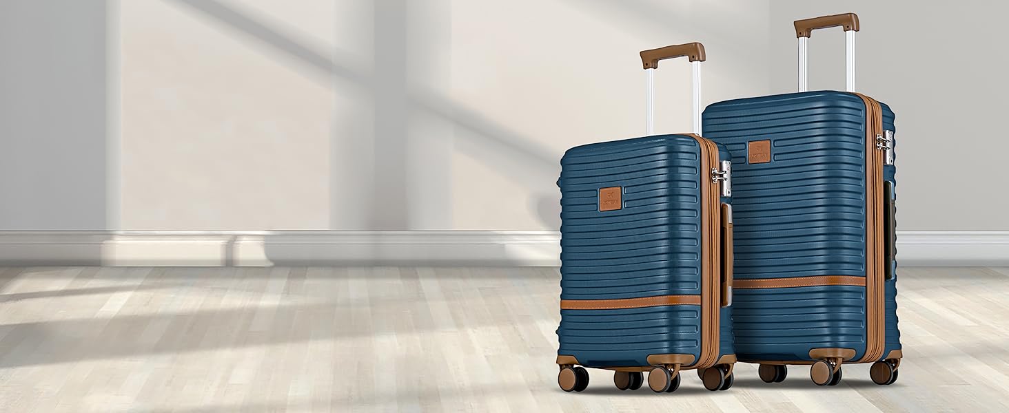 Набір дорожніх валіз Joyway 6 предметів, жорстка оболонка, з косметичкою, 4 колесами та TSA-замком, білий (комплект з валізою та сумкою)