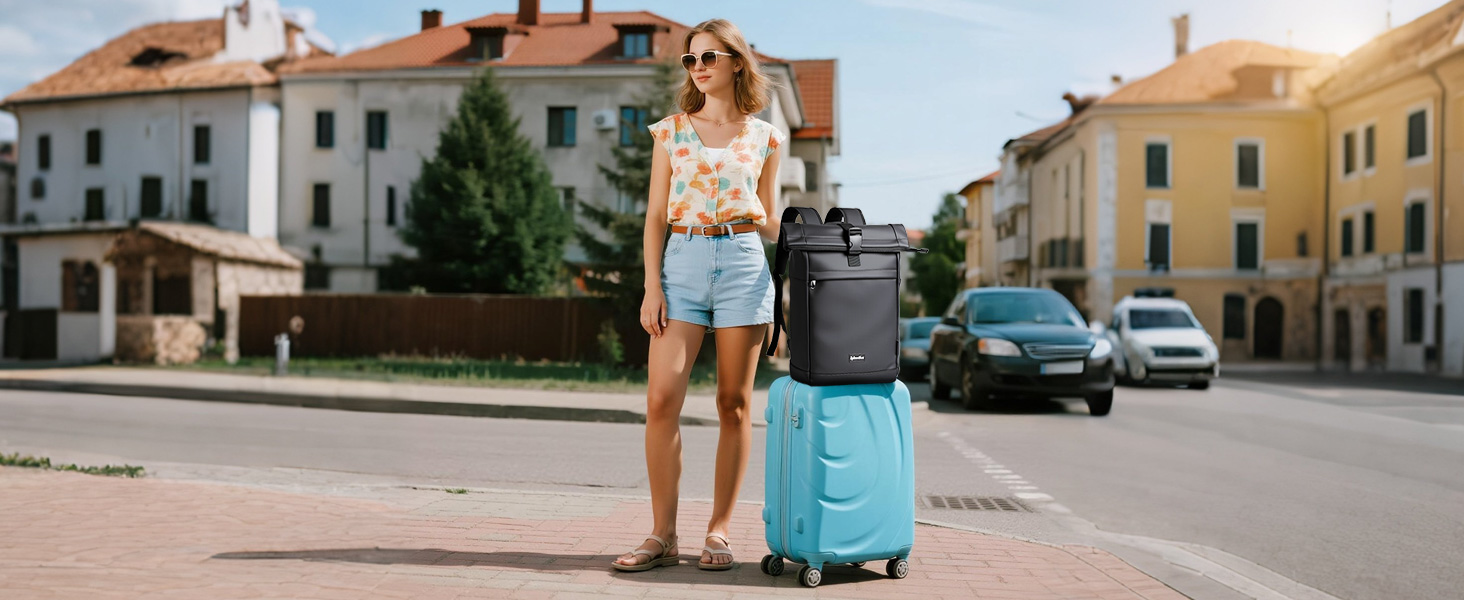 Водонепроникний рюкзак для ноутбука Rolltop (18-25 л), чорний, розмір L (30x13x48 см)