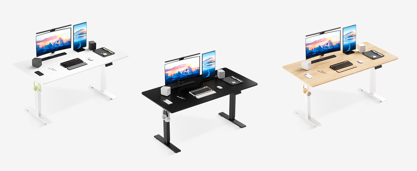 Електричний стіл з регулюванням висоти 60x110 см, з пам'яттю та захистом від зіткнень, для офісу, дому та геймінгу (білий)