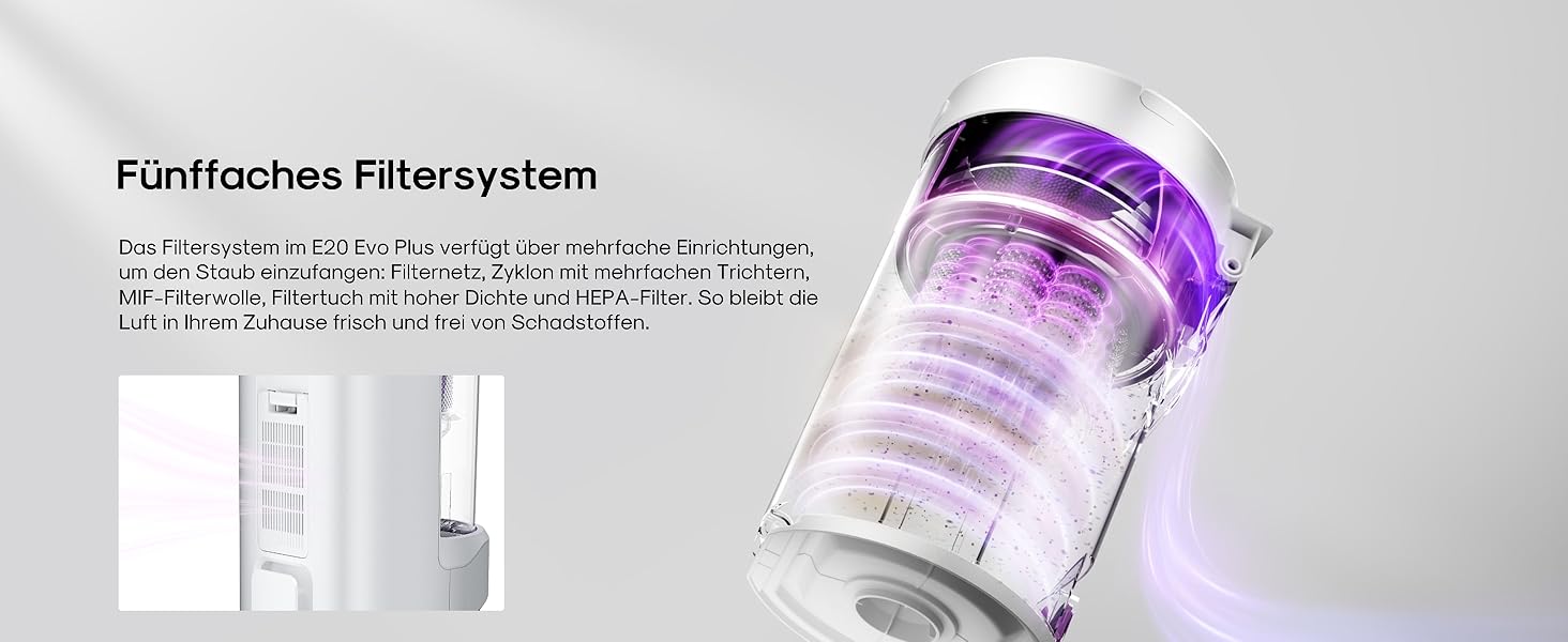 Робот-пилосос Eureka E20 Plus з потужністю 8000 Па, самостійною станцією очищення, функцією запобігання заплутування, 3D уникнення перешкод, 180 хвилин роботи, DuoDetect AI, білий