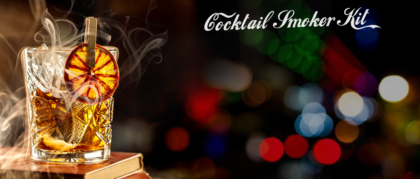 Коктейльний набір для копчення з 4 дерев'яними чіпсами: подарунок для чоловіків, для віскі, кави, бурбону та м'яса