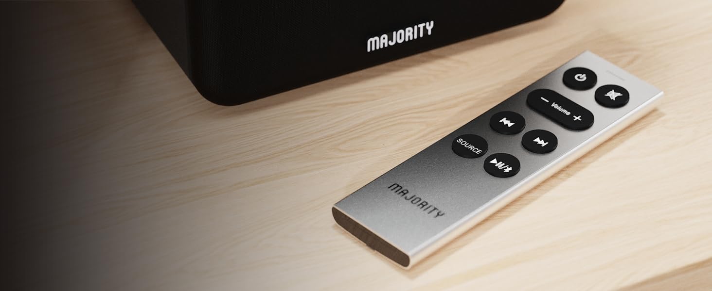 Активні колонки Majority D70X Bluetooth | HDMI ARC | Студійний монітор DJ з вуглецевими мембранами | 70W стерео колонки для ПК | Монітори з пультом дистанційного керування (Чорний)