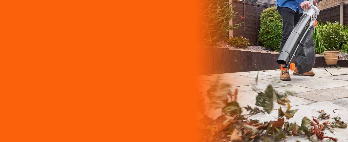 Електричний садовий пилосос-набір VonHaus 3000W: пилосос, дмухач, мульчер. Для саду, тераси, під'їзної дороги. З мішком 35л, плечовим ременем. Модель 8100089