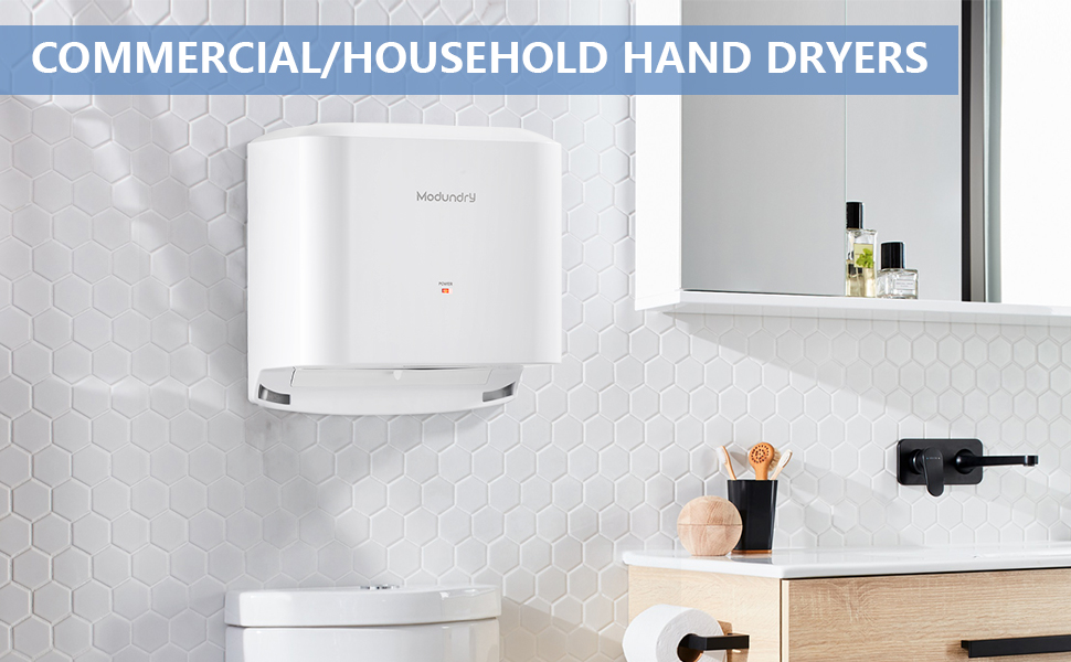 Автоматичний електричний сушар для рук настінний, компактний, для дому та комерційного використання (білий)