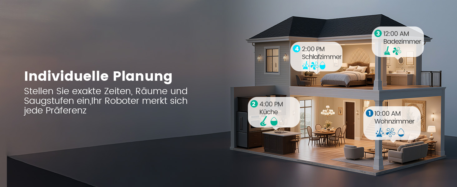 Робот-пилосос AIRROBO T30+ з функцією миття, LiDAR навігація, 6000Pa, 3.5L пилозбірник, 240 хв роботи, керування через додаток, білий малюнок