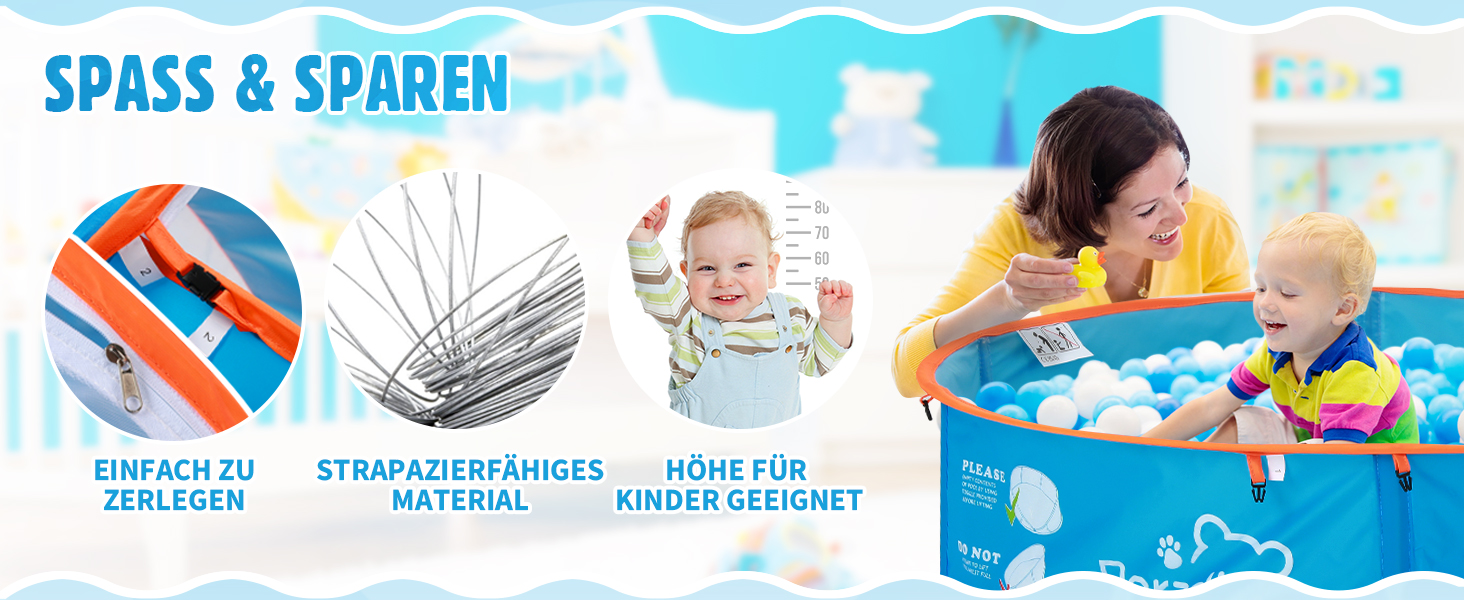 Дитяче ігрове басейн Peradix 4-в-1 з UV-захистом, басейн з кульками, намет, пляжний намет з москітною сіткою, портативне ігрове намет, басейн з кульками, сонцезахист, літо, для дітей (Блакитний)