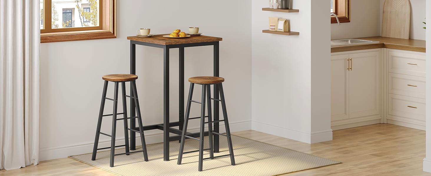 WOLTU Невеликий барний столик 60 x 100 x 60 см, кутовий, метало-дерев'яний, для кухні, бару, вітальні, білий+світлий дуб, BT34hei, без стільців