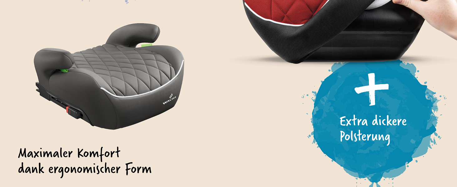 Автобустер WALSER Premium Andy ISOFIX 125-150 см, чорний - Дитячий автокрісло підвищувач ECE R129 (2024)