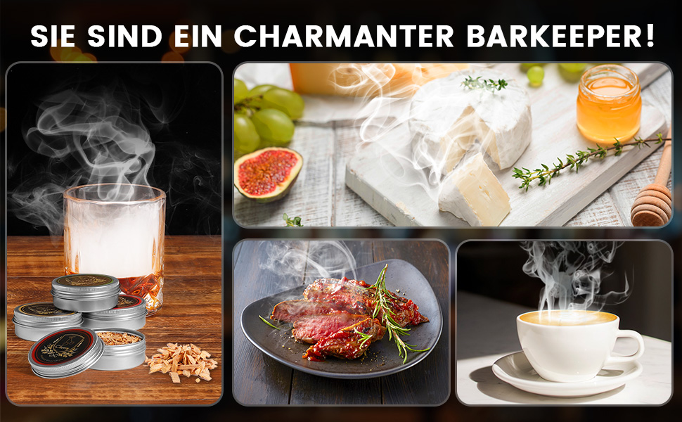 Набір для приготування віскі з димом: 6 смаків тирси, 2 склянки, форми для льоду, для віскі, бурбону, Old Fashioned, подарунок для чоловіків