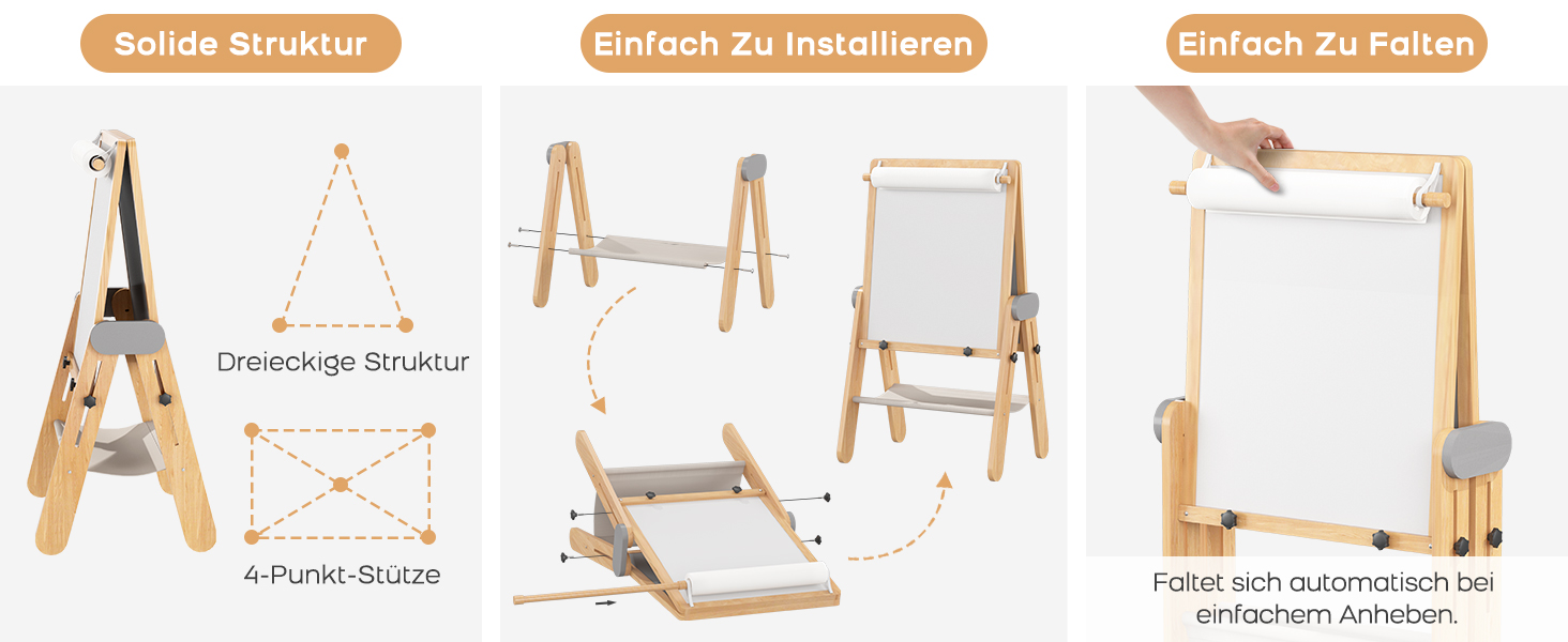 Дитяча мольберт BanaSuper 3-в-1: магнітна дошка, біла дошка, велика поверхня для малювання | Регульована висота (90-110 см), складаний | Для творчості дітей, сірий