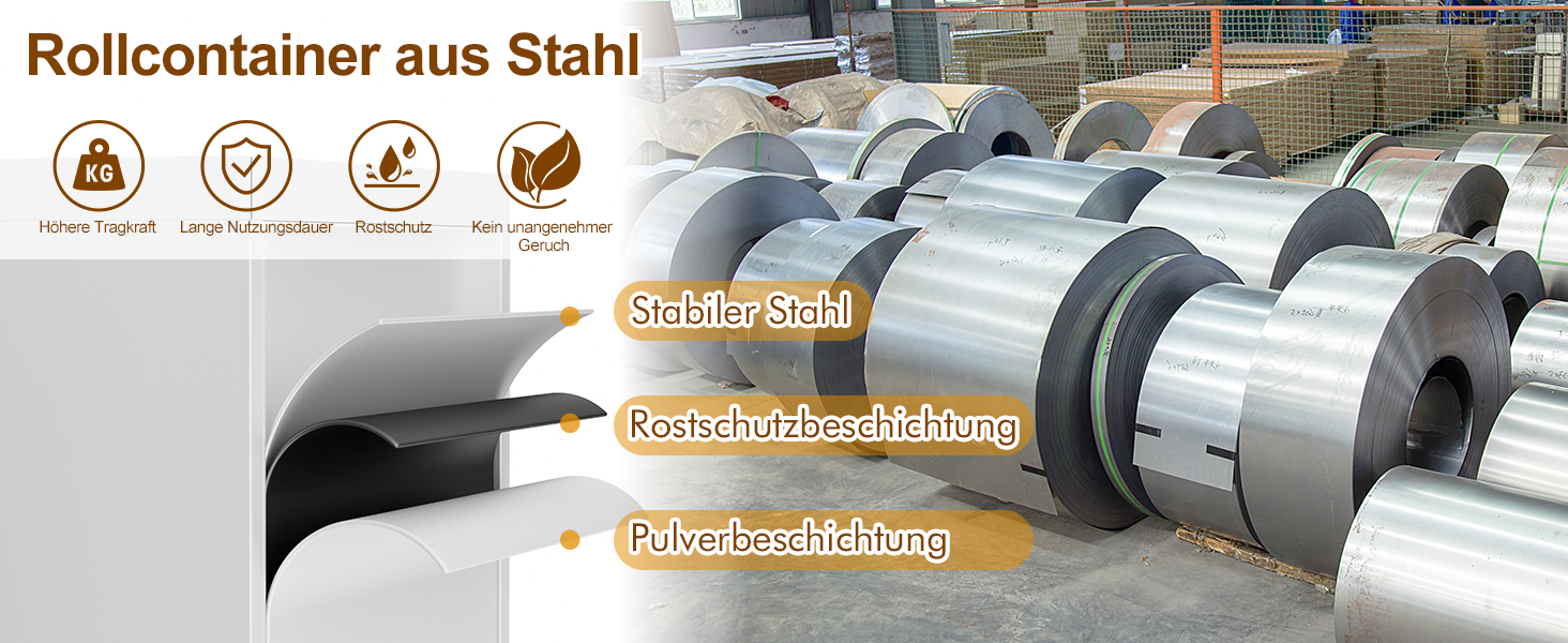 Роликовий контейнер HOMSTEEL з замком, 4 ключі, 4 висувні ящики, металевий шафка, збірно-розбірний, для офісу та дому, білий