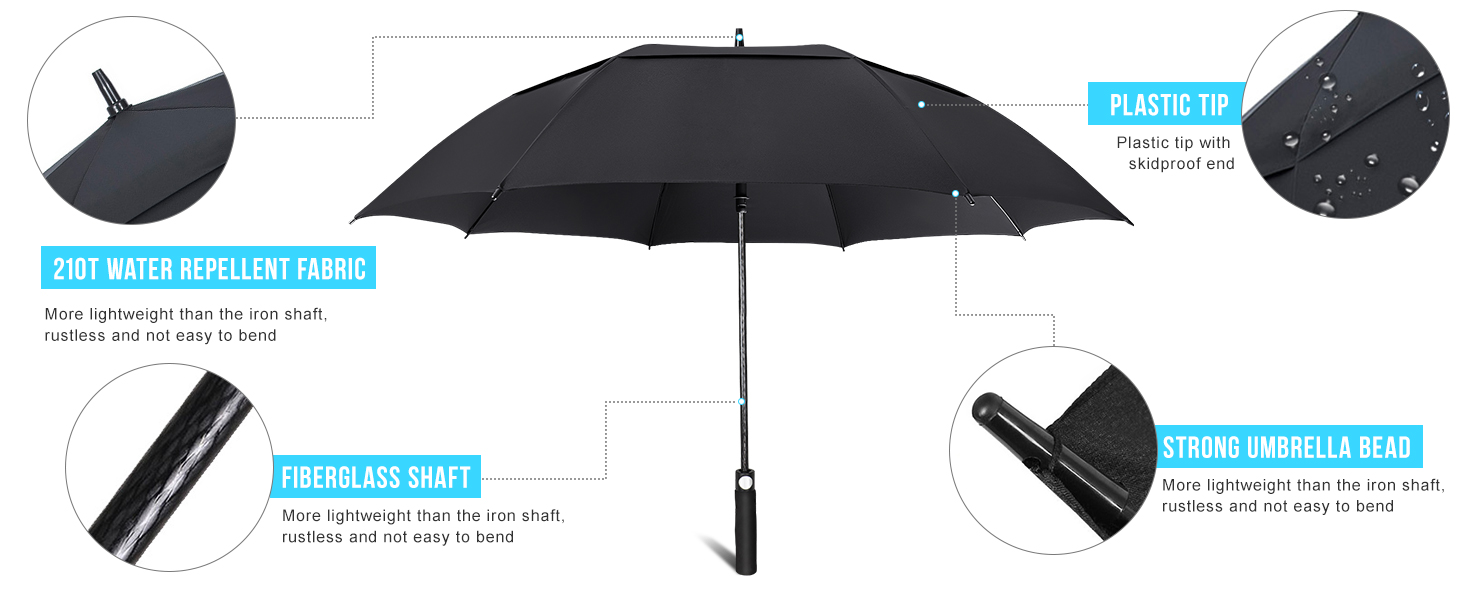 Парасолька для гольфу ZOMAKE Stormproof XL з автоматичним відкриттям/закриттям і ремінцем для перенесення, темно-синій (157 см)