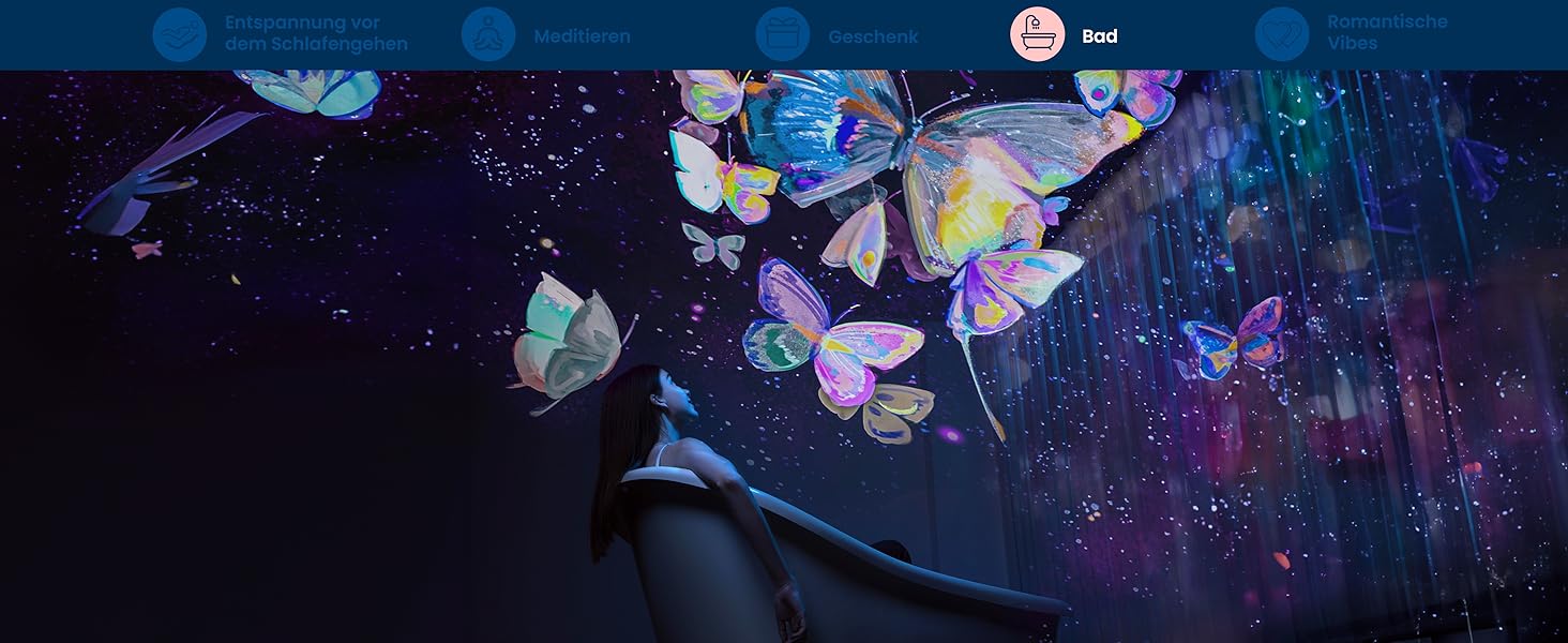 Проєктор зоряного неба POCOCO Sternenhimmel: LED-проектор галактики, планетарій для дітей та дорослих, нічник з ауророю, 2 диски, таймер, рожево-блакитний