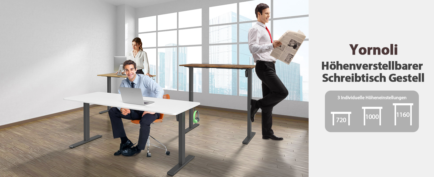 Електричні ніжки для столу з регулюванням висоти, з потужним мотором, на коліщатках, з 3 рівнями пам'яті та захистом від зіткнень, 72-116 см