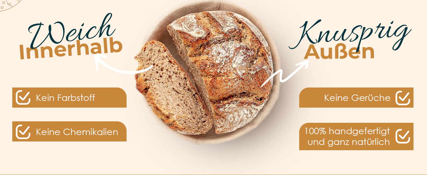 Набір для випікання хліба Yaani: гільзи для бродіння (2 шт.), щітка для тіста, ніж для хліба, 22 см та 25 см