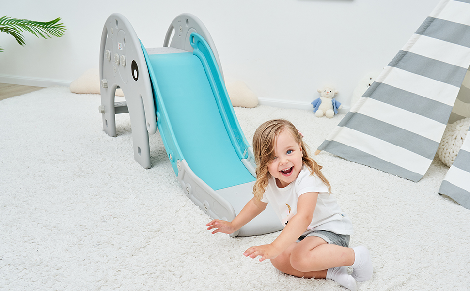 Дитяча гірка Baby Vivo для дому та саду, пластикова, з елементом слона, кавово-коричневого кольору