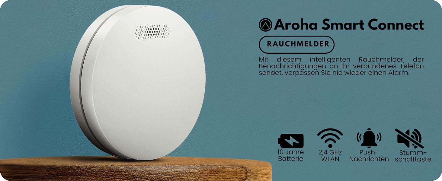 Розумний датчик чадного газу Aroha Smart Connect Wi-Fi (Tuya, Smart Life) з батареєю на 10 років, детектор CO для Smart Home