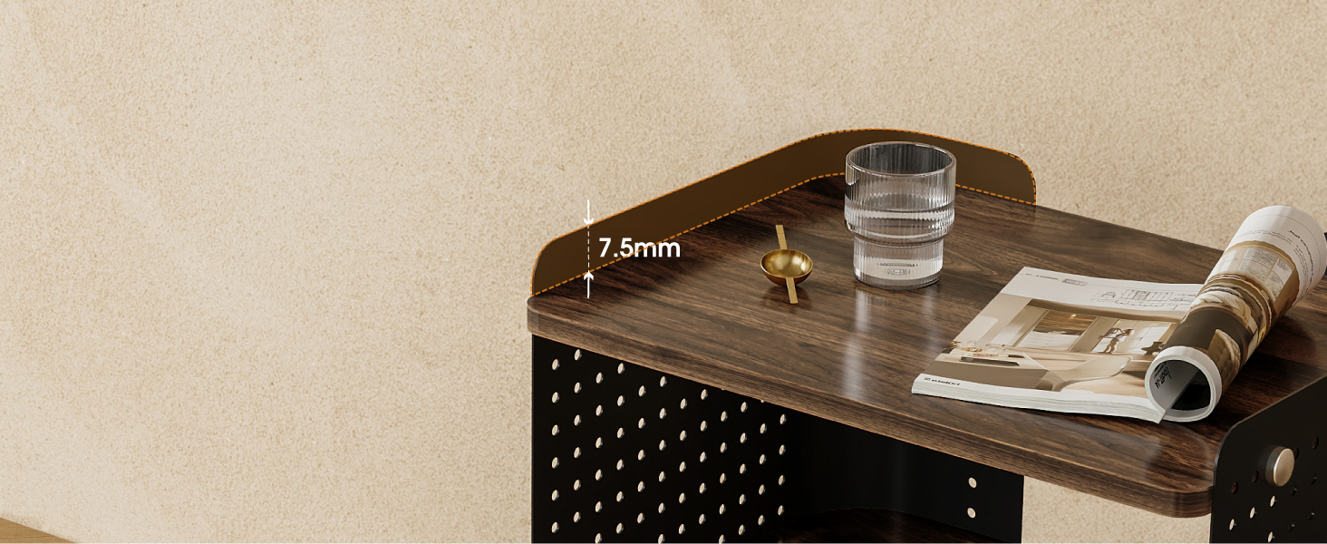 Робочий стіл для принтера Fenge з колесами, мобільний тримач для принтера з перфорованою панеллю, 3 рівні, стійка для принтера/рол-контейнер з органайзером, полиця, шафа для офісу та дому, 45,3x33,5x53,5 см (Коричневий+Чорний)