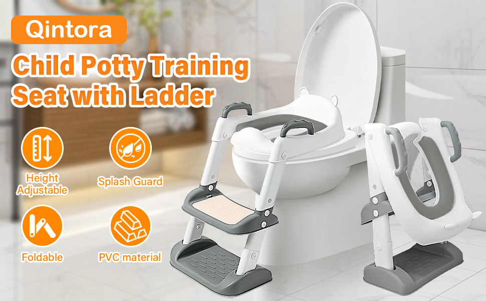 Унітаз дитячий з драбинкою та сидінням-тренажером 2-в-1, регульований, антиковзний, для хлопчиків та дівчаток