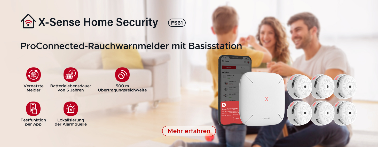 Датчик диму та монооксиду вуглецю X-Sense SC07-WX з Wi-Fi, з змінною батареєю, сумісний з додатком X-Sense Home Security, 1 шт. (набір 2 шт.)