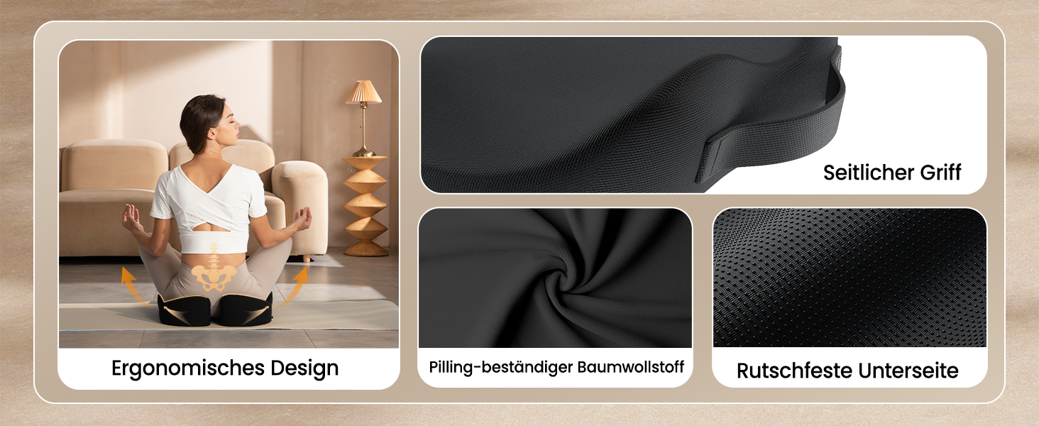 Подушка для офісного крісла ProtoArc, ергономічна подушка для куприка, піна з пам'яті, для інвалідного візка, авто, чорний колір, великий розмір