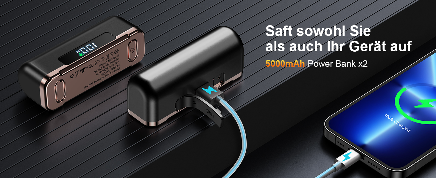 Електричний грір для рук - 10000mAh, магнітний, 2 шт., 4 режими нагріву, до 55°C, швидкий нагрів, USB power bank, чорний