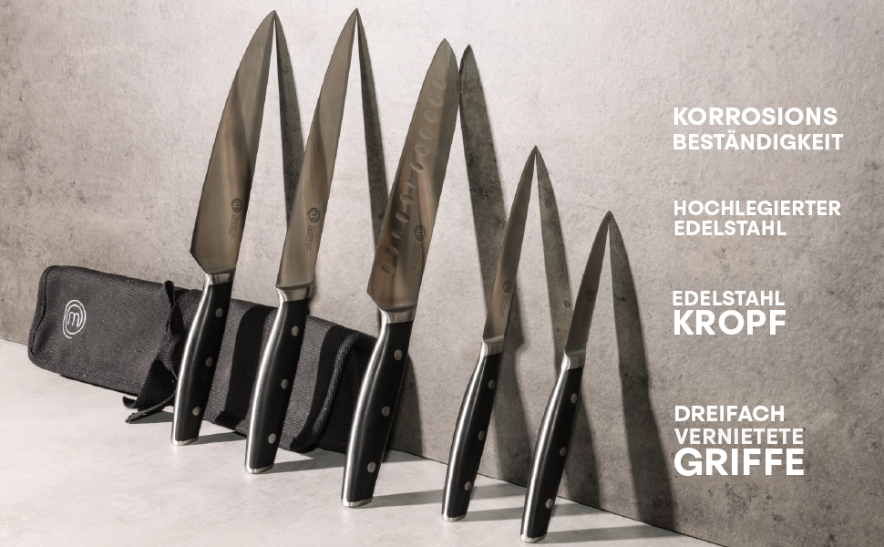 Набір професійних кухонних ножів MasterChef (5 предметів) з чохлом для зберігання та транспортування