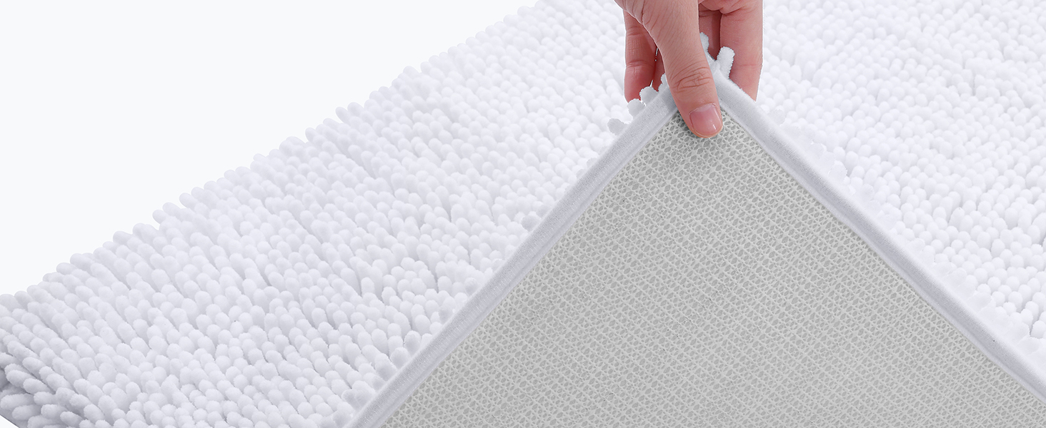 Килимок для ванної кімнати Homaxy з мікрофібри, 60 x 120 см, антиковзаюча поверхня, вбираючий, високий ворс, білий