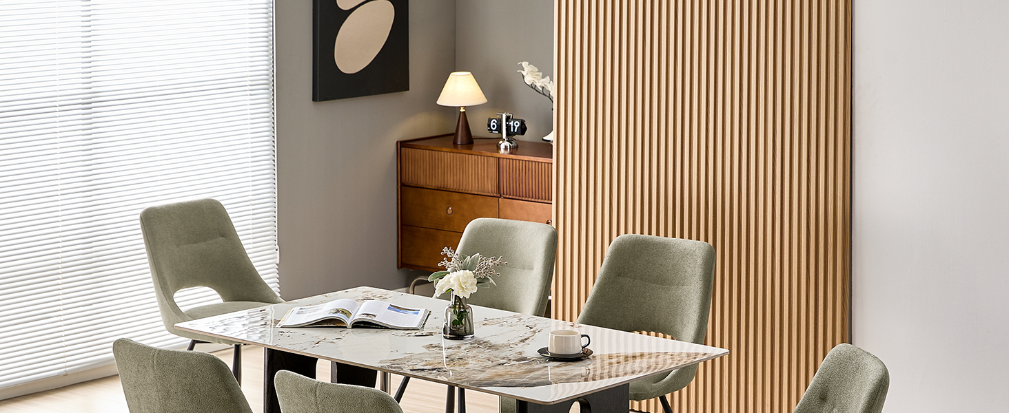 LEWE Комплект з 6 обертових стільців для їдальні, кухонних, вітальні та спальні, ергономічні, без підлокітників, з тканини кашемір, сіро-зелений