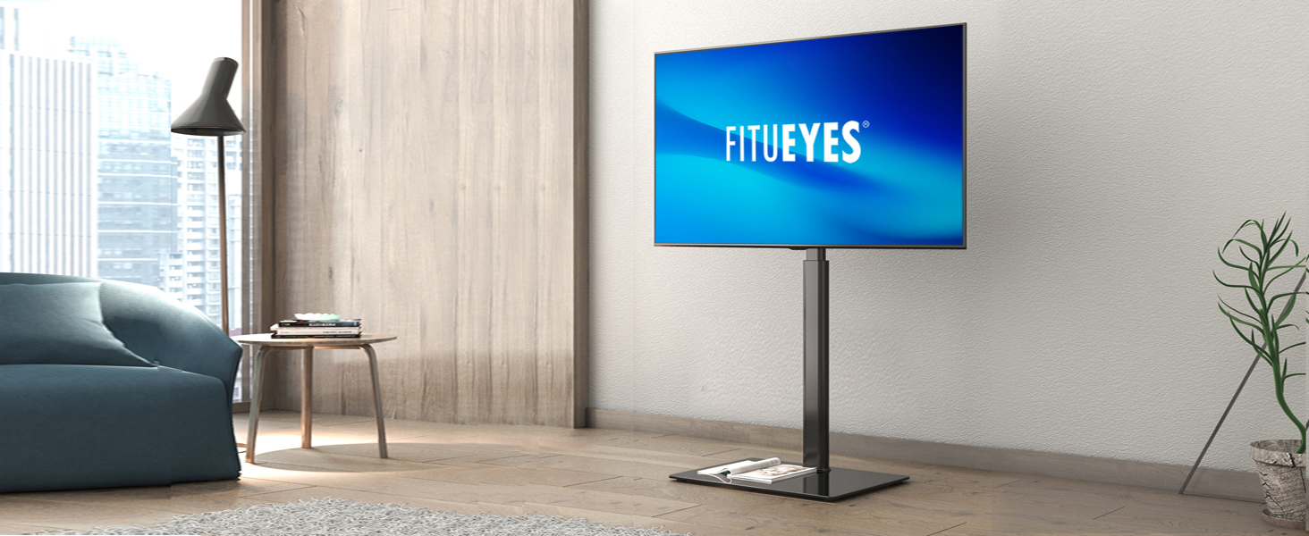 Підставка під телевізор FITUEYES регулюється по висоті, поворотна для телевізора 32-60 дюймів, макс. 30 кг, VESA 600x400, чорний