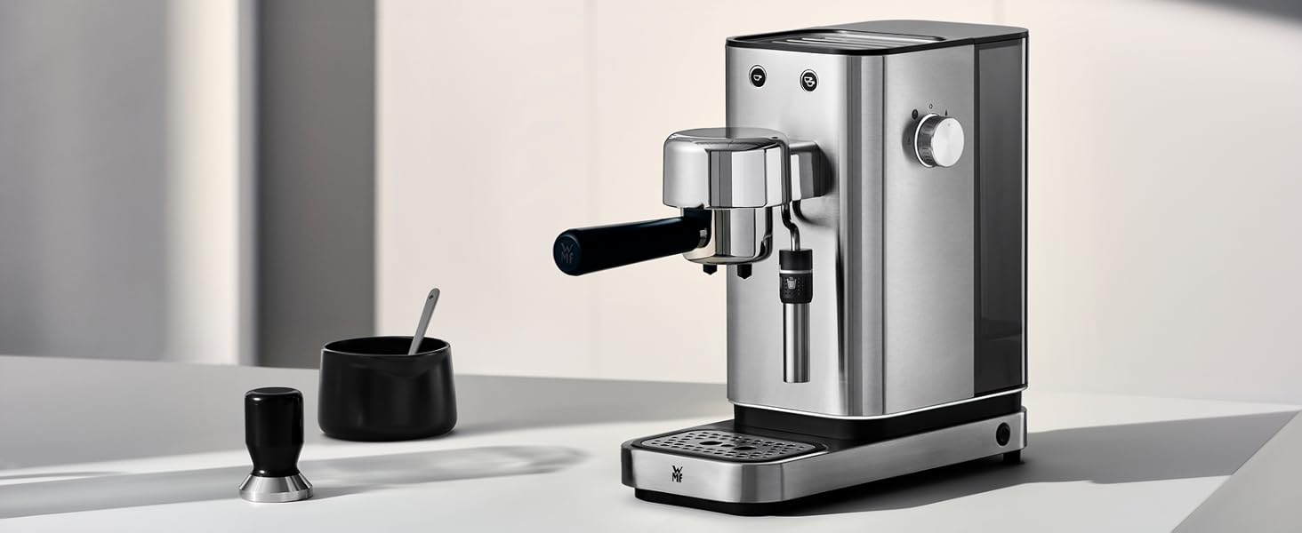Еспресо-машина WMF Lumero: 1400 Вт, 15 bar, з капучинатором, для 1-2 чашок, з фільтрами, з нержавіючої сталі, матова