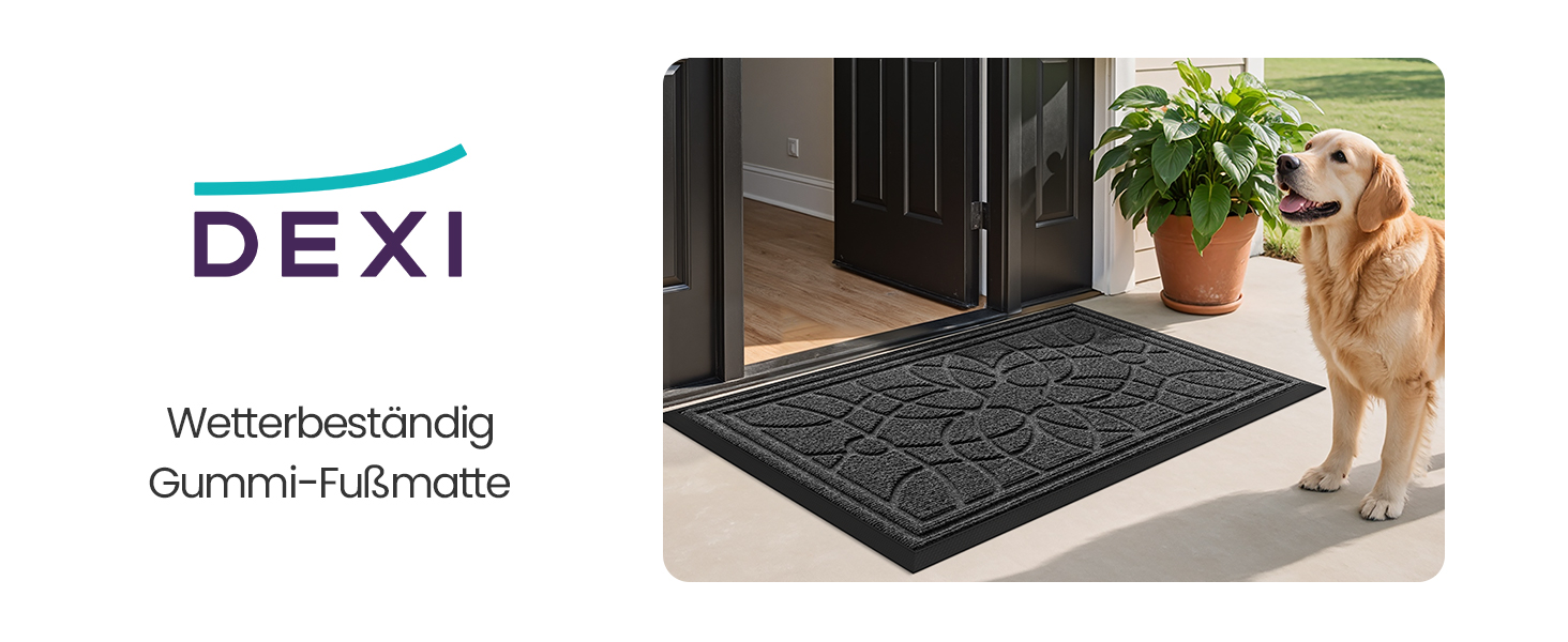 Килимок для дому та вулиці DEXI, 60 x 90 см, антиковзаючі, миється, вологостійкий, сірий