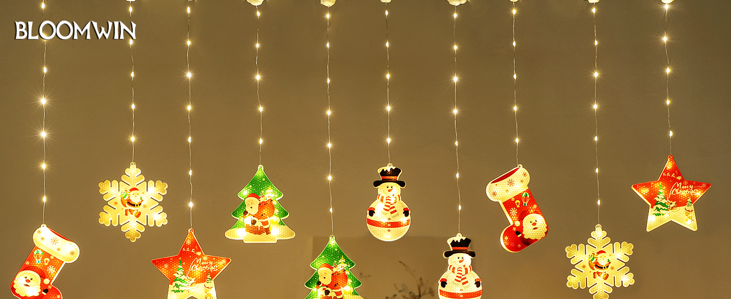 Льоново-новорічна гірлянда на вікна BLOOMWIN - 120 LED, 8 режимів, тепле біле світло, USB, 3D мотив