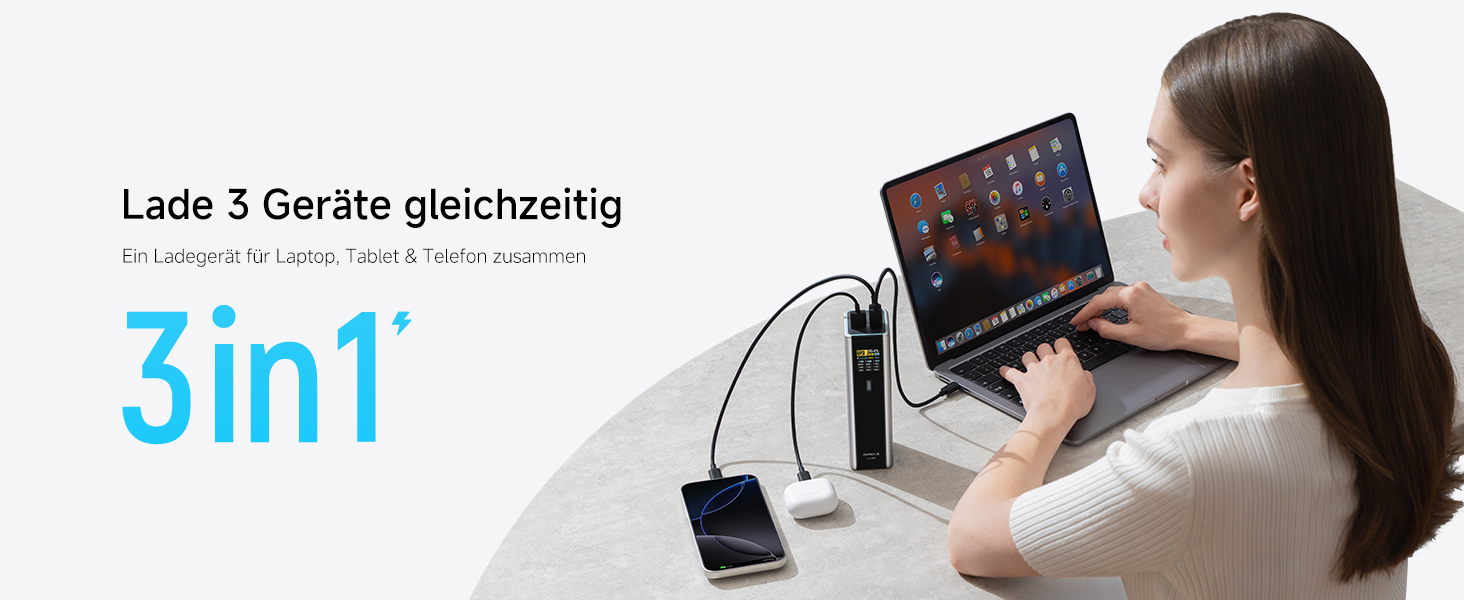 Power Bank CUKTECH 15 Ultra 20000mAh 165W з 3 портами, PD 3.1, цифровим дисплеєм. Сумісний з iPhone, MacBook, Samsung