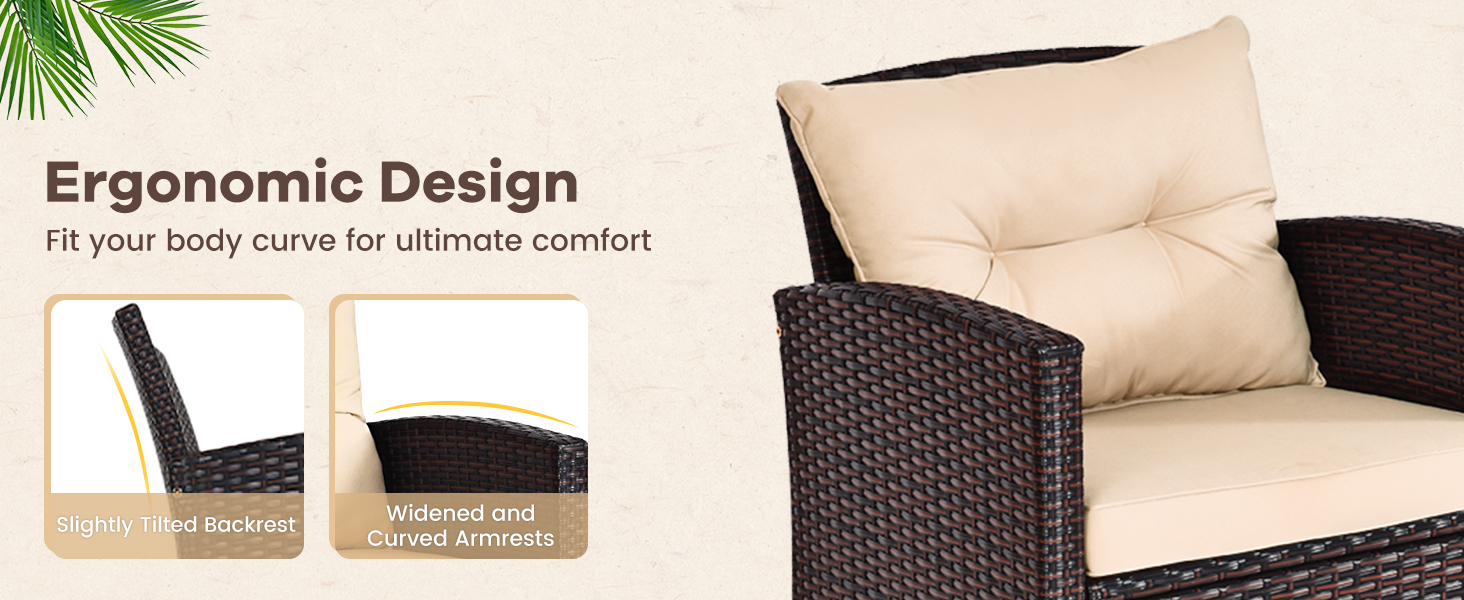 Набір садових меблів LIFEZEAL 3 предмети: 2 крісла та стіл з ротангу PE, чорний. Садовий комплект для тераси, балкона, саду з подушками