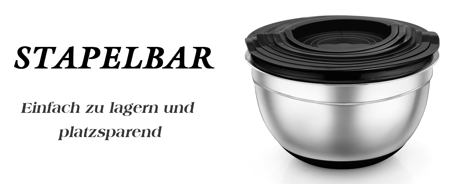 Набір місок TEAMFAR 7 шт., нержавіюча сталь, з кришками та силіконовим дном, 0,7L - 6,5L, чорний