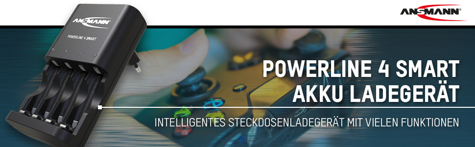 Зарядний пристрій ANSMANN Powerline 4 Smart з 4-ма акумуляторами AA 2100mAh, автоматичний зарядний пристрій з режимом відновлення (Repair-Modus)