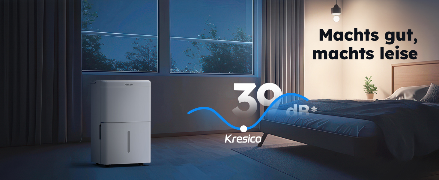 Електричний осушувач повітря Kresico 12L/24H для підвалу та кімнат до 122 м³, тихий 35dB, з таймером та шлангом 1м, фільтр, гарантія 10 років