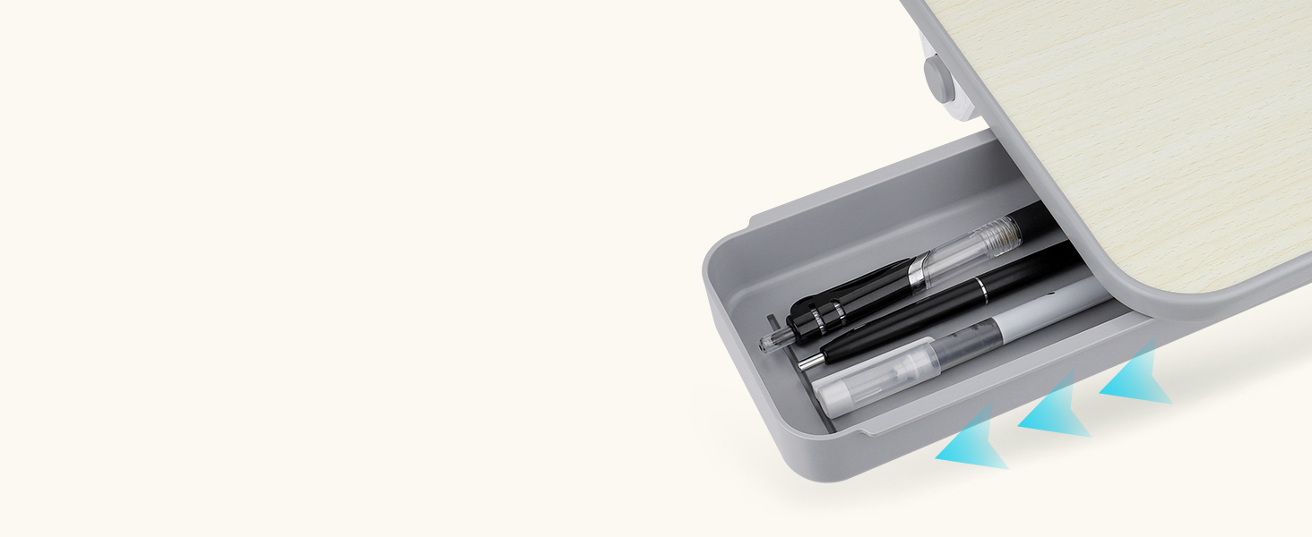 Столик для ноутбука в ліжко, регульований, з ящиком, 60x34 см, бежевий